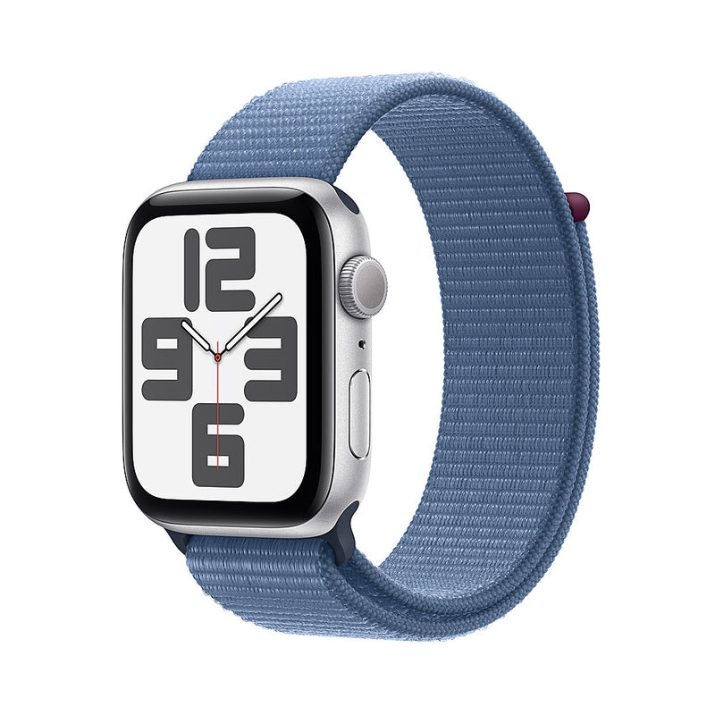 Apple Watch SE 2nd Geração (GPS) 44mm Prata Aluminum Case Com Winter Azul Sport Loop - Prata