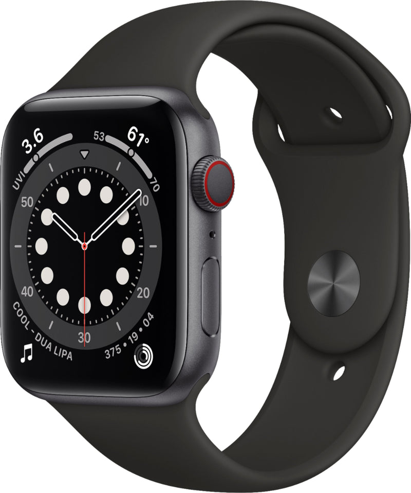 Apple Watch Series 6 (GPS + Celular) 44mm Aluminum Case Com Preto Sport Band - Cinza Espacial